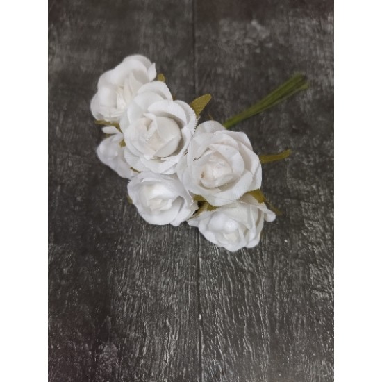 Цветы из ткани 2,5 см в пучках (6 шт) цв. белый, цена за пучок